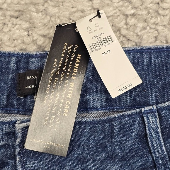 Banana Republic Jeans Womens 31 Blue High Rise Wide Leg Pleated Denim NWT - Picture 6 of 15